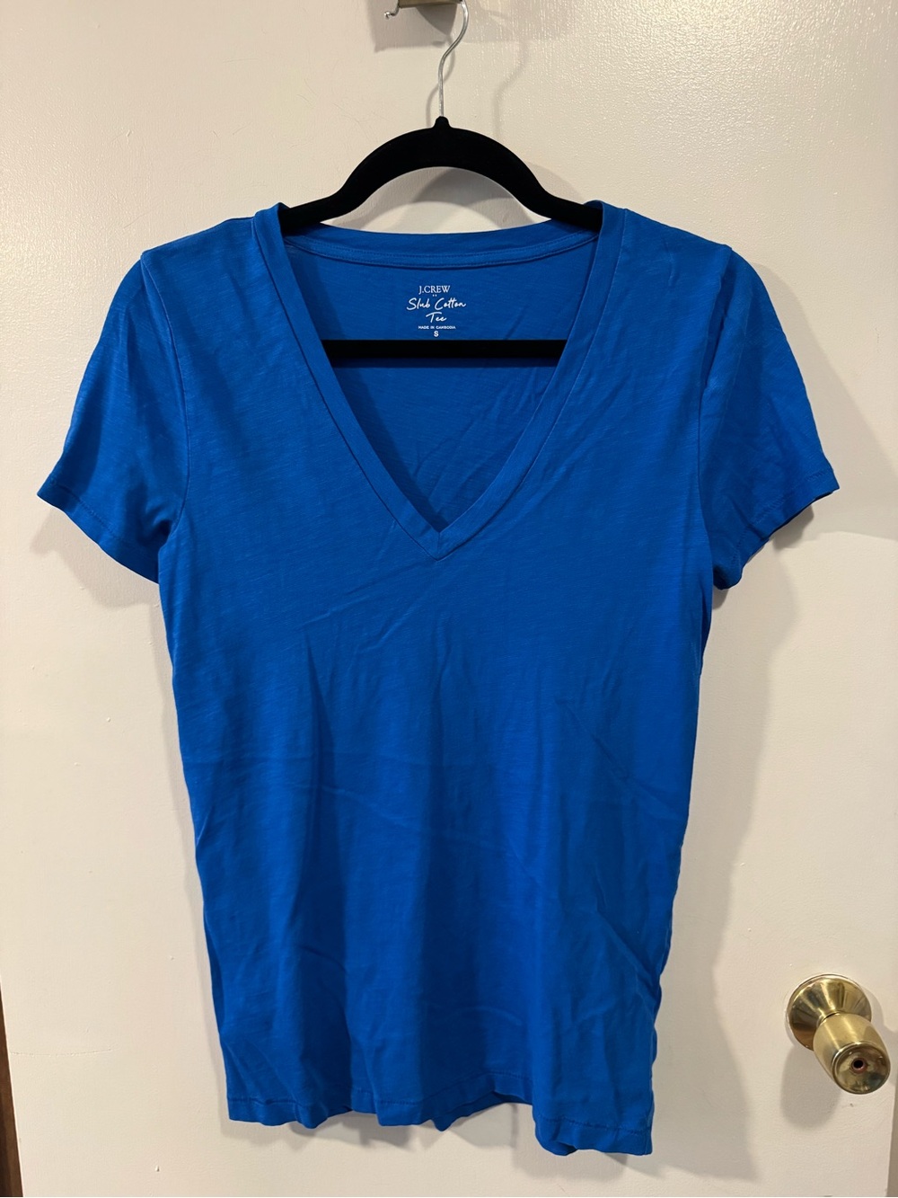 Women’s J.Crew Royal Blue V-Neck Short Sleeve Top - Size Small - Slub Cotton Tee